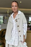 Made in Italy Cooper Needlecord Cap Sleeve Jacket Stone